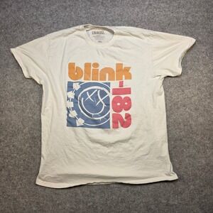 Blink-182 T-Shirt Mens 2XL White Graphic Tee 2024 Viking Wizard Eyes Merch